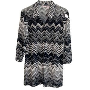 CHICO'S Zig Zag Semi Sheer Blouse Chico’s Size 2 or US 12